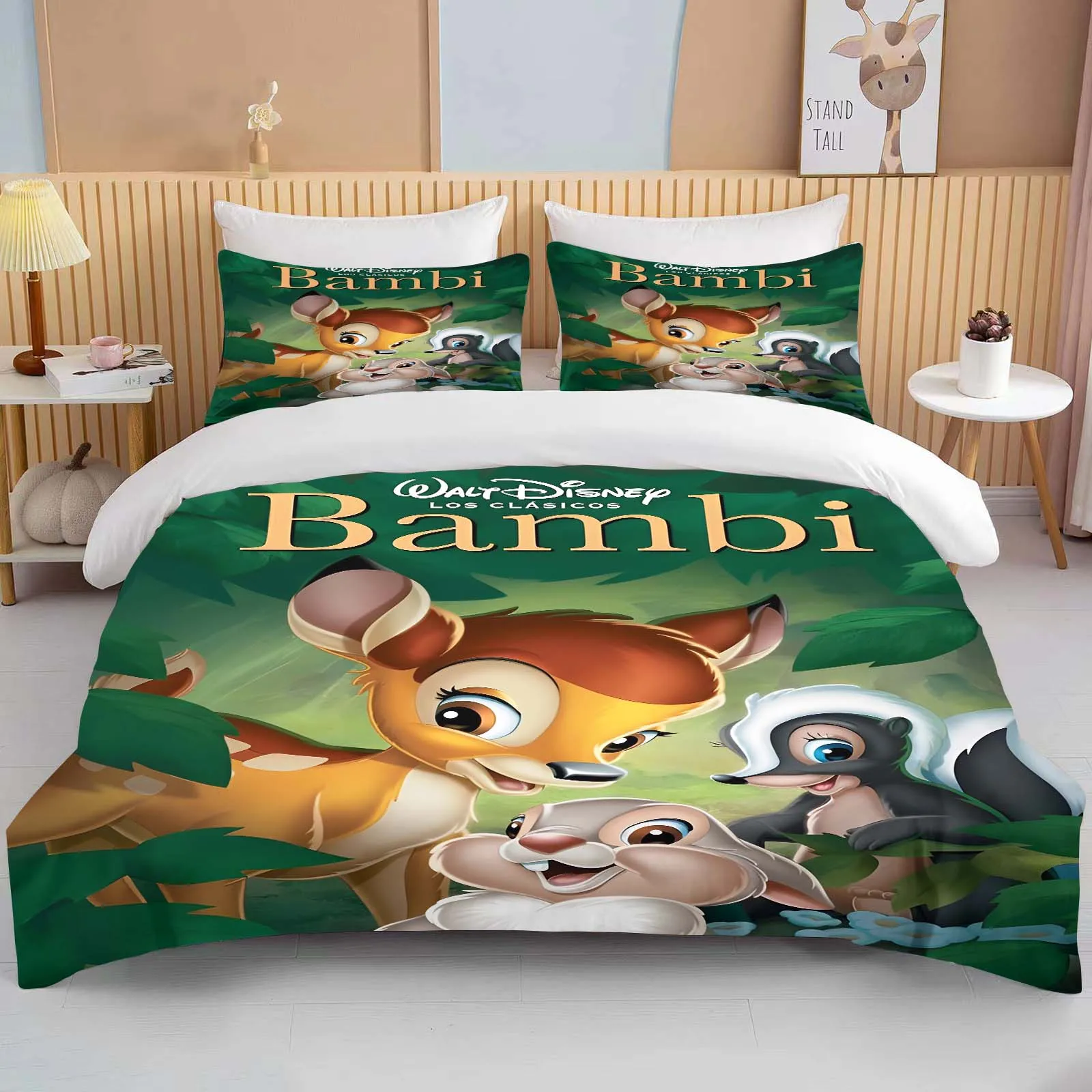 

10 Sizes Disney Bambi Printed Bedding Set Cartoon Anime Duvet Cover Comforter Pillowcase Boys Girls Children Adults King Gift