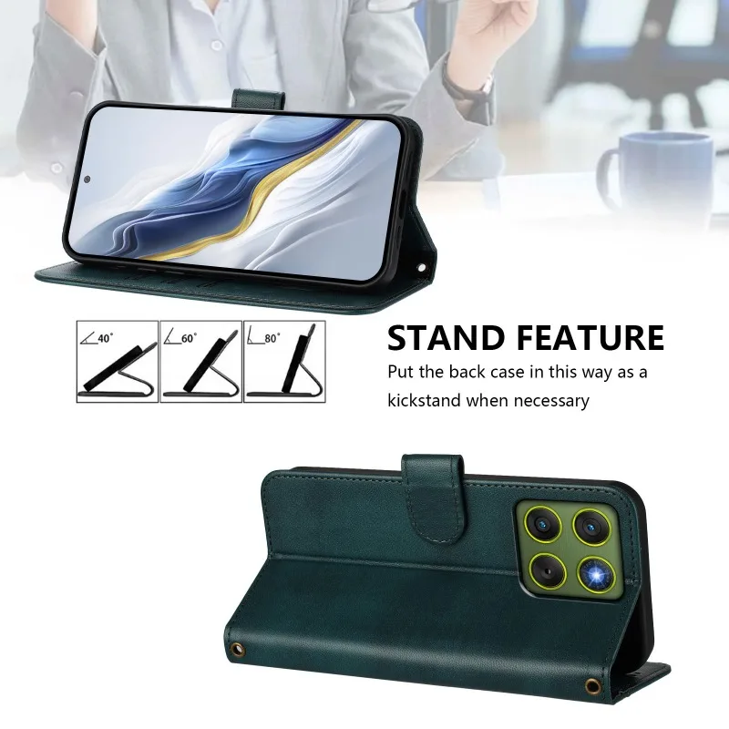 Leather Flip Wallet Case with Magnetic Closure