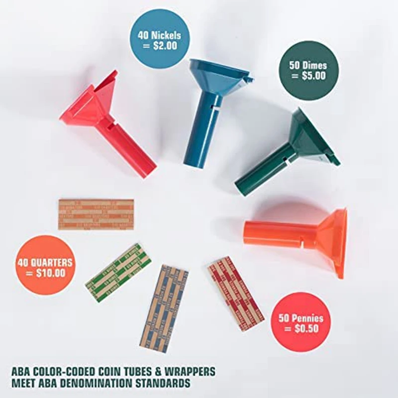 Coin Sorter With Coin Wrappers With 150Pcs Rolls Wrappers Assorted Counter Tubes Plastic For All Coins