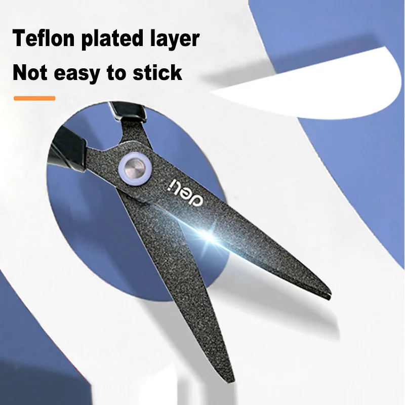 Deli Stationery Scissors Teflon Non Stick Anti Rust Used In Classrooms Homes Offices