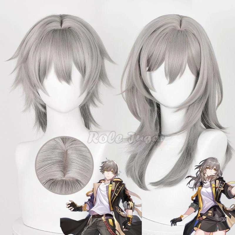 

Anime Game Honkai: Star Rail Trailblazer Caelus Stelle Cosplay Wig Gray Trail Blazer Wigs Honkai Role Play Heat Resistant Hair