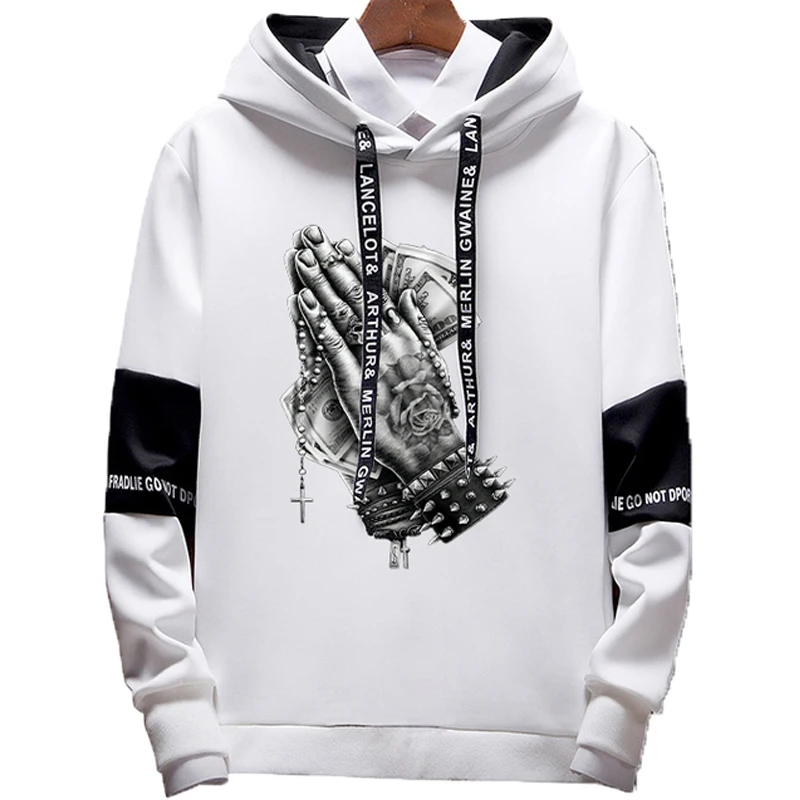 

Men's Jesus Printed Hoodies Man Design Drawstring Casual Hooded Sweatshirts Fashion Long Sleeve Sport Coat Male Tracksuit