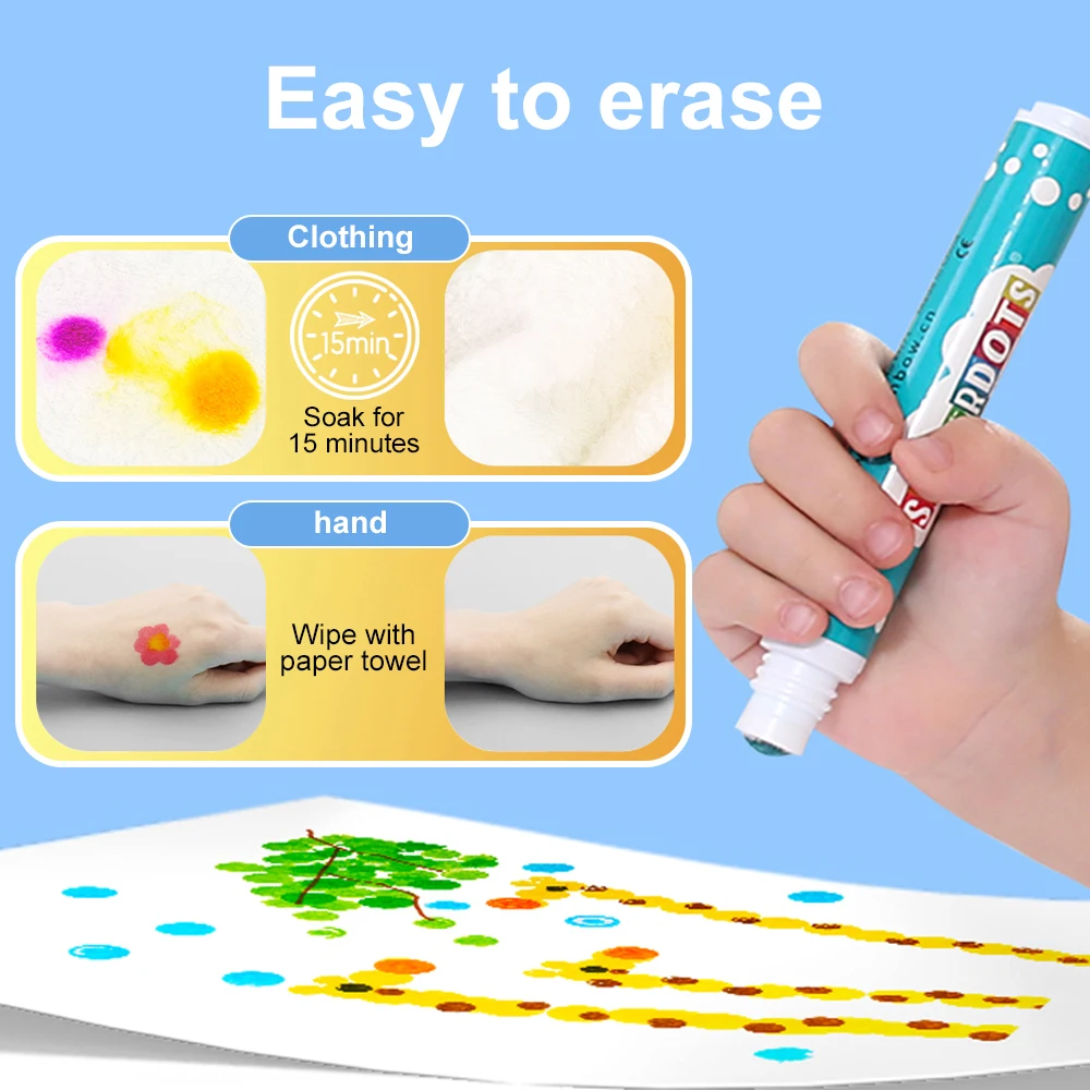 Ohuhu Washable Dot Markers for Toddler 12 Colors Bingo Daubers 40 ml (1.41  oz) with 30 Pages Kids Activity Book for Kids Children (3 Ages +) Preschool  Non-Toxic Water-Based Dot Art Markers