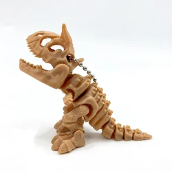 Rotatable T - Rex Skeleton Fidget Toy - 3D Printed Dinosaur Desk Decor & Novelty Gift (Dark Wood)
