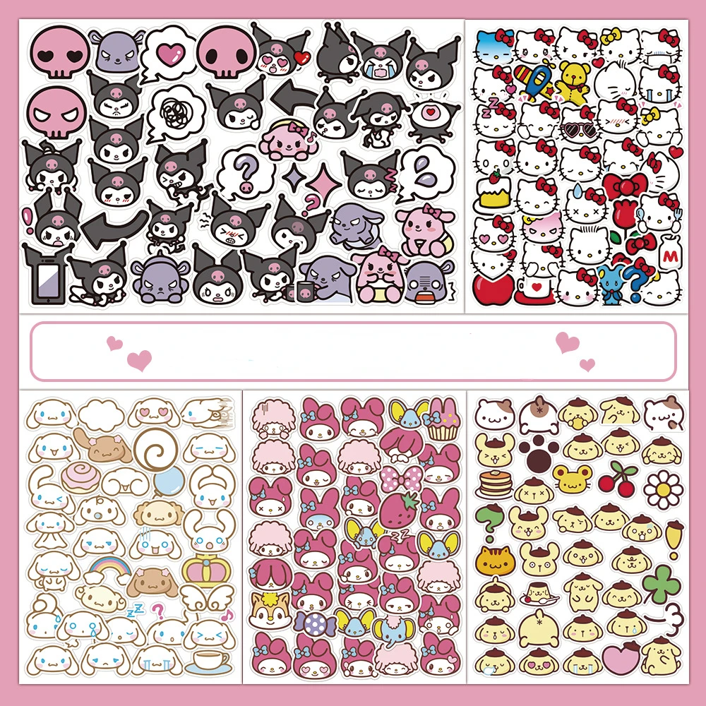 

Sanrio Kuromi Cute Melody Pudding Dog Cartoon Handbook Sticker Waterproof DIY Kawaii Gift Toys for Girls