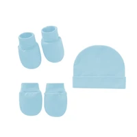 67JC Baby Mitten Socks Anti Scratching Soft Cotton Gloves Hat Foot Cover Set 6