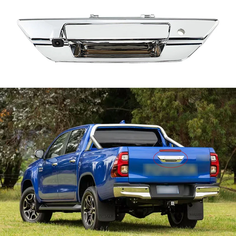 CVBS NTSC 픽업 뒷문 핸들 Toyota Hilux Revo 2015-2021 69090-0K350 용 열쇠 구멍이있는 후면보기 역방향 카메라 690900 K350