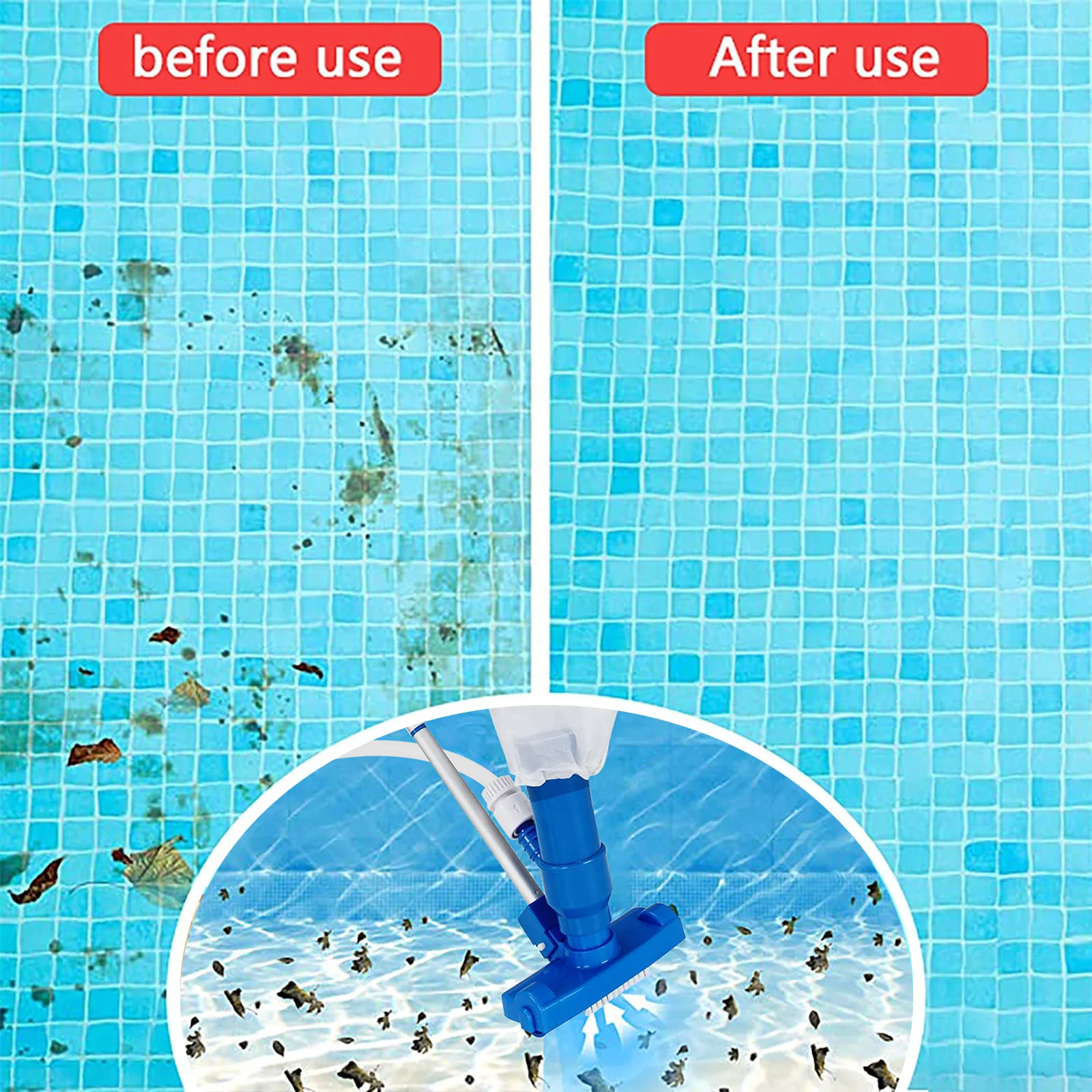Portable Swimming Pool Vacuum Cleaner Cleaning Tool Disinfect Suction Head Pond Fountain Pool Vacuum Cleaner Brush with Handle