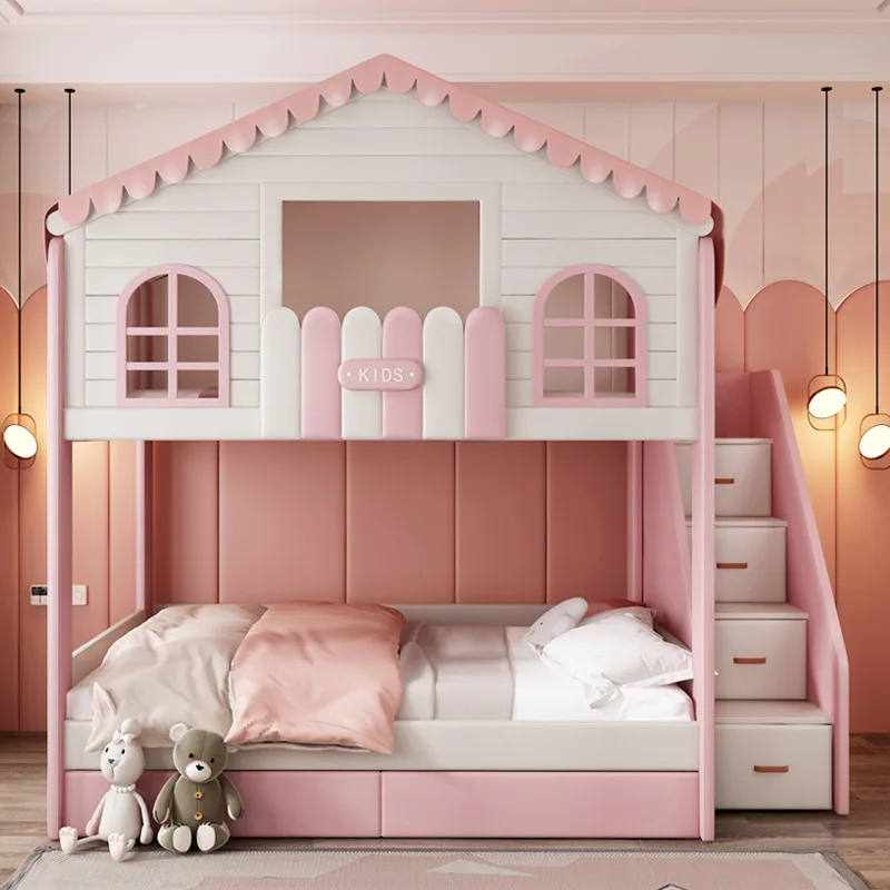 Children's furniture double bunk girls tree house princess mother bed