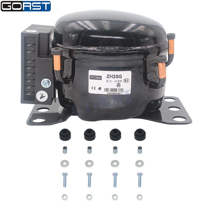 Compresor de aire de refrigeración para coche, refrigerador de 12V y 24V CC, marino, QDZH25G R134A|Embrague y compresor de aire acondicionado| - AliExpress