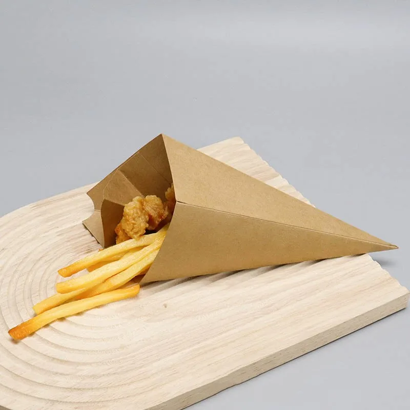 50pcs Disposable Kraft Paper French Fries Boxes, Fast Food Takeout Containers for Chick... - SKU PFFB1206 - UGI Packaging