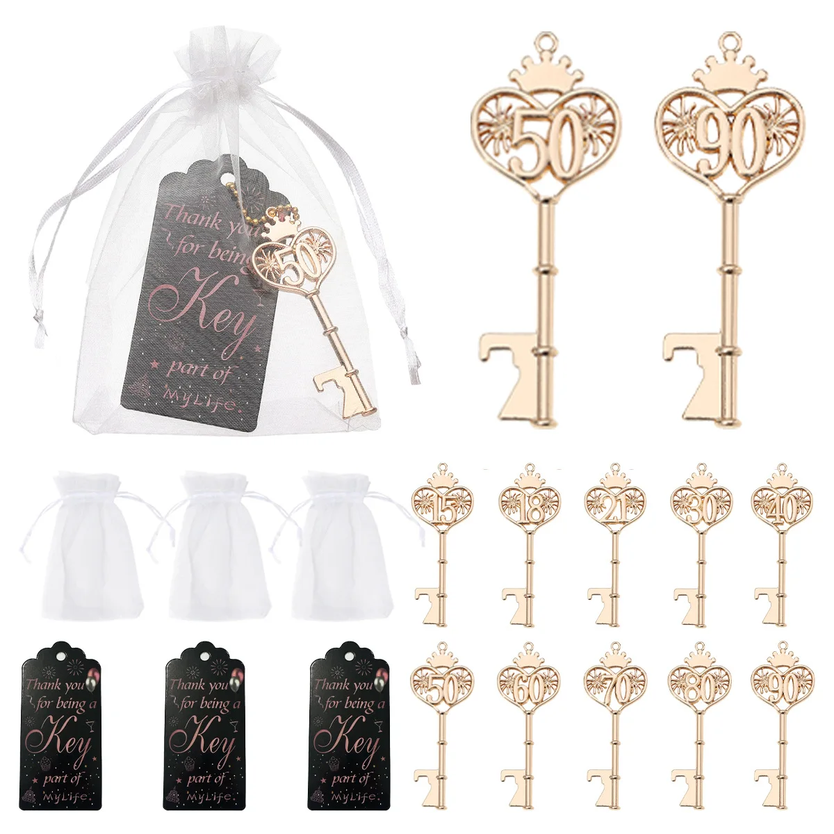 (20 Pieces/lot) 15th birthday Party Favors of 60th bottle opener favors for 30th Wedding anniversary gift favors 70th Opener
