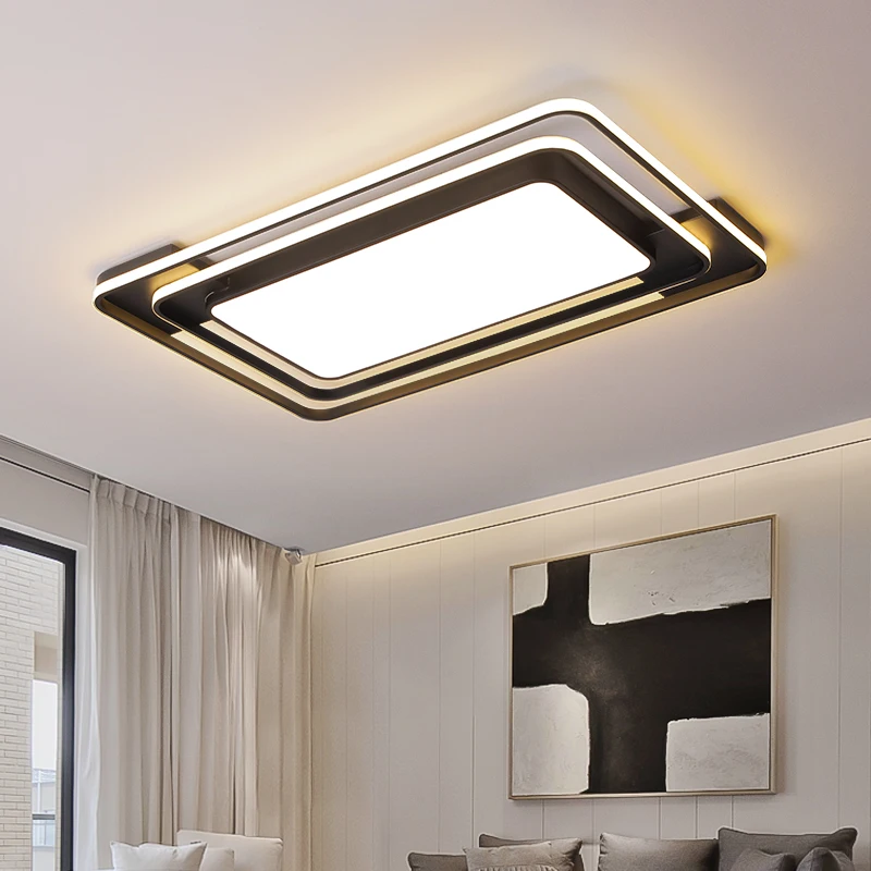 모던 LED 천장 램프 직사각형 램프, 거실 로프트 침실 다이닝룸용, 조도 조절식 천장 조명, 실내 조명 기구 ...