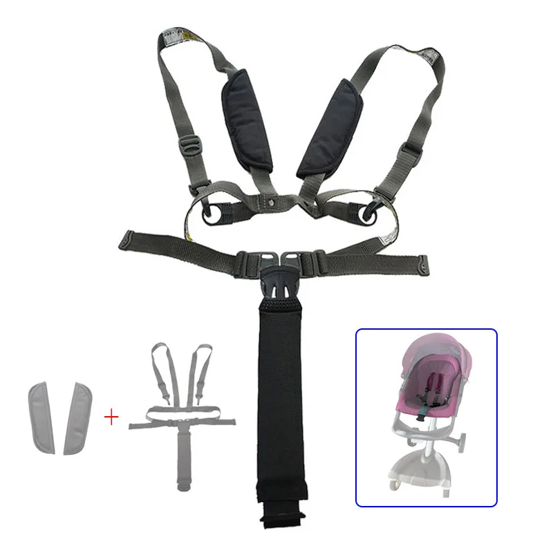 Stroller Harness 5 Point For Stokke Xplory V3/4/5/6 Dsland Pushchair Seat Belt Buggy Fastene Safety Strap Replace Accessories seat locator for dsland series stroller sleep basket adjuster seat clasp compatible stokke xplory v3 v4 v5 v6 cart accessories