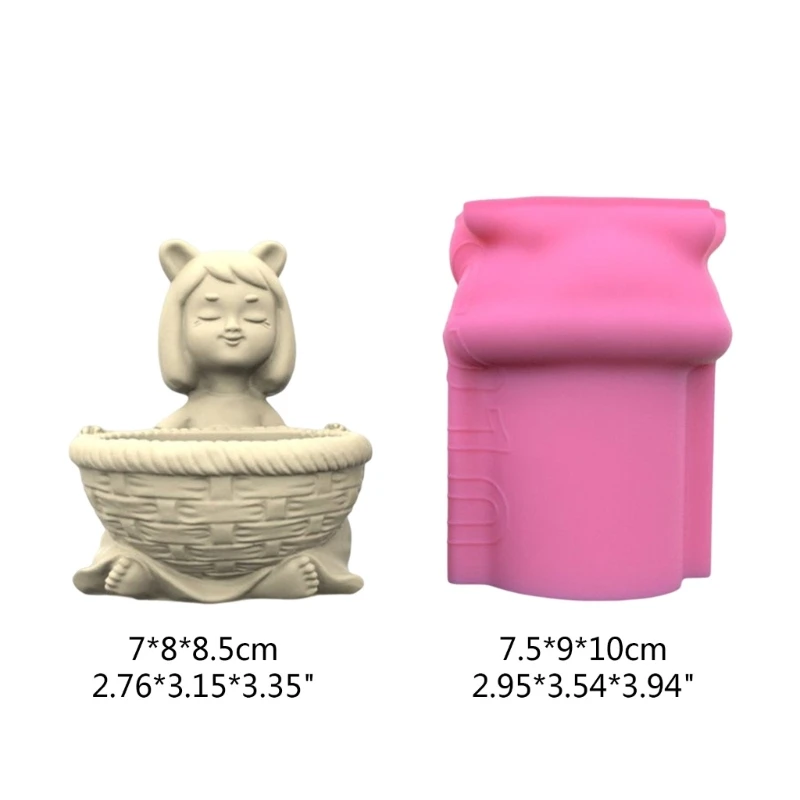 Girl Dustpan Concrete Silicone Mold Succulent Flowerpot Cement Plaster Molds
