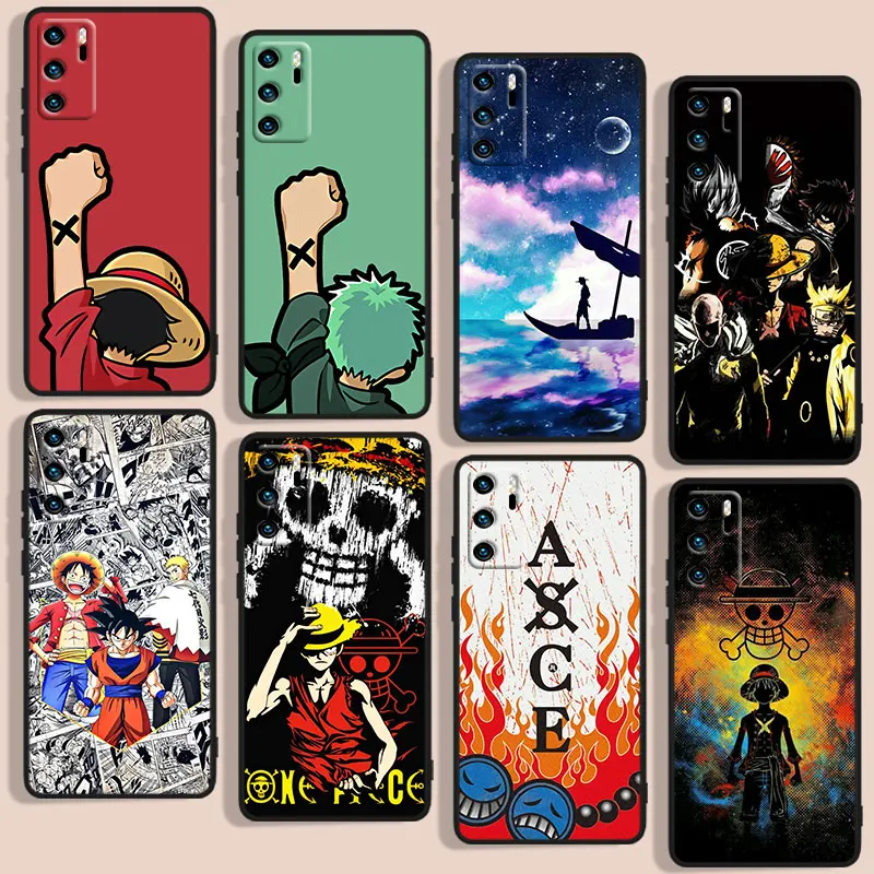 Anime D-Rufy Ones Pieces Custodia Per Telefono Per Huawei P10 P20 P30 P40 P50 Lite Pro 2019 Plus Lite E 5G Cover Nera Funda Soft Back