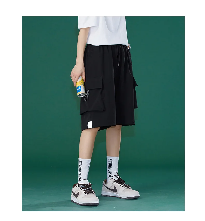 korean dress 2022 Summer New Overalls Shorts Women Handsome Drawstring Pocket Design Loose Five-point Pants zara shorts