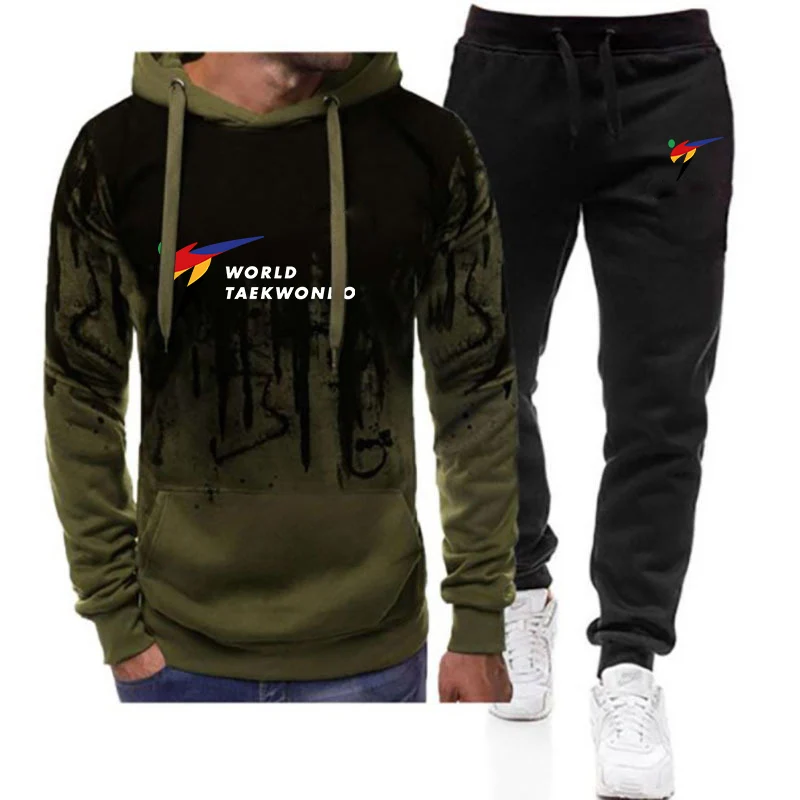 Men's Gradient Color Hooded Hoodie and Sweatpant Casual Suits