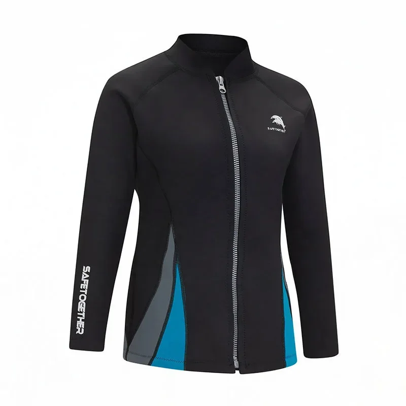 

2024 Surf Snorkel Top Jacket 2mm Neoprene Top Wetsuit Women's Split Long Sleeve Warm Water Sports Surf Diving Swimming