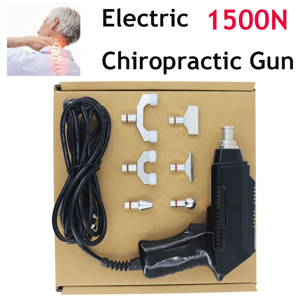

New 2022 Electric Chiropractic Adjusting Tool Spine Correction Gun 6 Heads 1500N Adjustable Intensity Therapy Spinal Massager