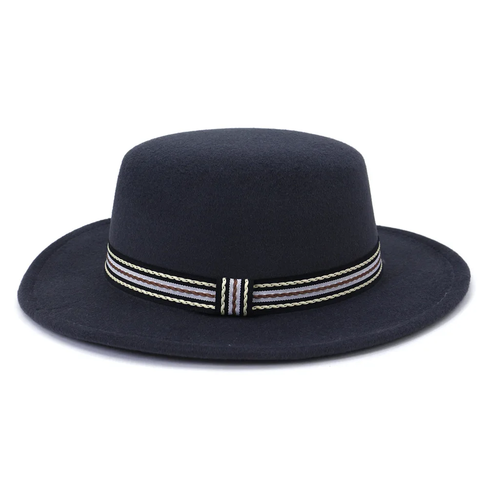 mens straw fedora Men's and Women's European and American Fashion Big Hat Autumn and Winter British Woolen Flat Top Hat  for Women Men felt fedora Fedoras