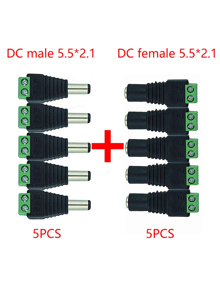 Description Picture 4 of item10PCS 5.5mm x 2.1mm Female Male DC Power Plug Adapter for 5050 3528 5060 Single Color LED Strip and CCTV Cameras