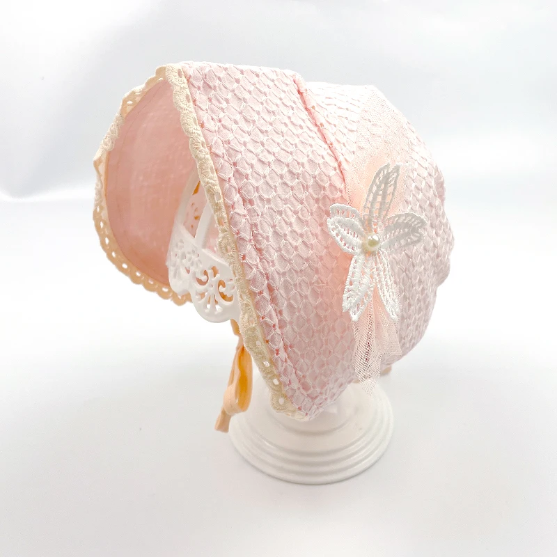 New All Cotton Flower Lace Pink Hat Super Cute Baby Sun Protection Caps