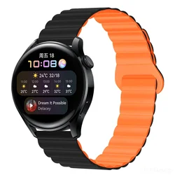 Premium Silicone Magnetic Loop Smartwatch Band - Versatile, Secure, and Stylish for 22mm watch band (Black Orange)