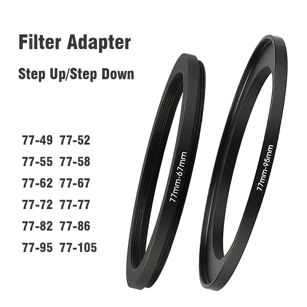 Camera Lens Filter Adapter Ring Step Up Down Ring Metal 77 mm