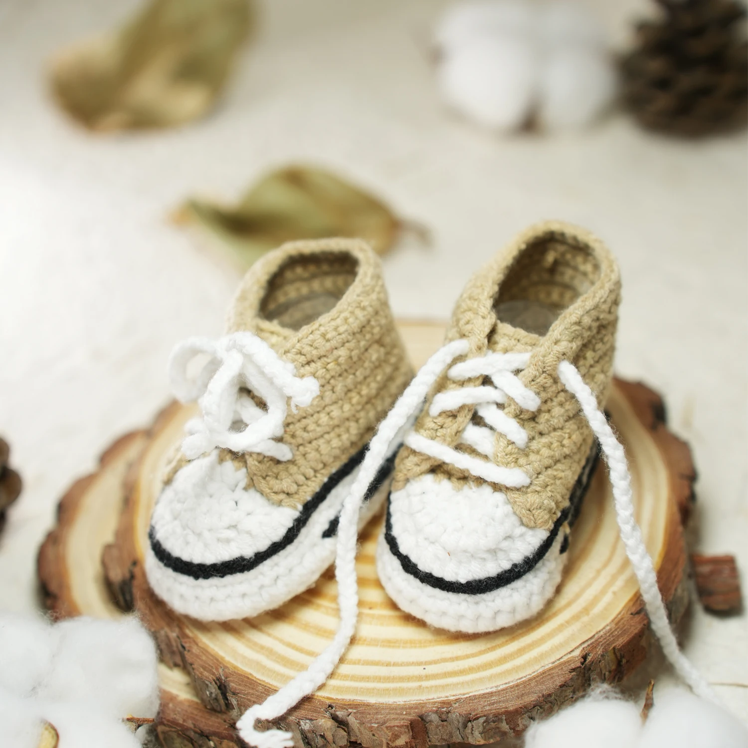 Hand woven baby yarn shoes lace up sneakers handmade boots