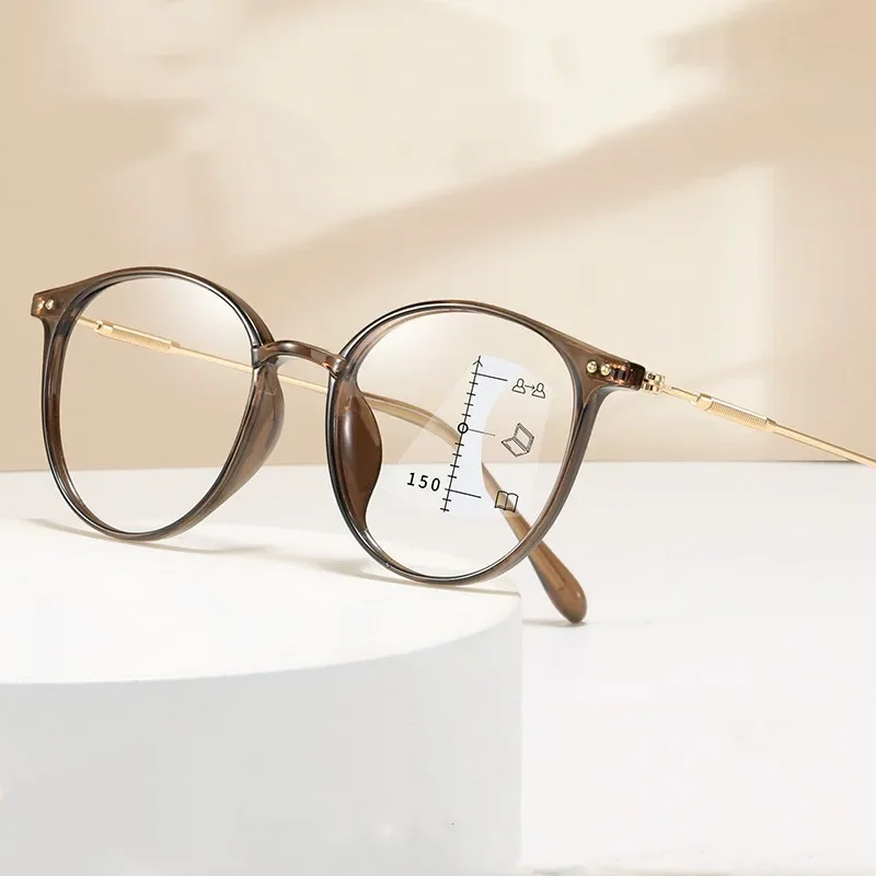 Progressive Multifocal Glasses for Men Women Vintage Fashion Round Frame Reading Glasses Near&Far Sighted Prescription Eyewear 5