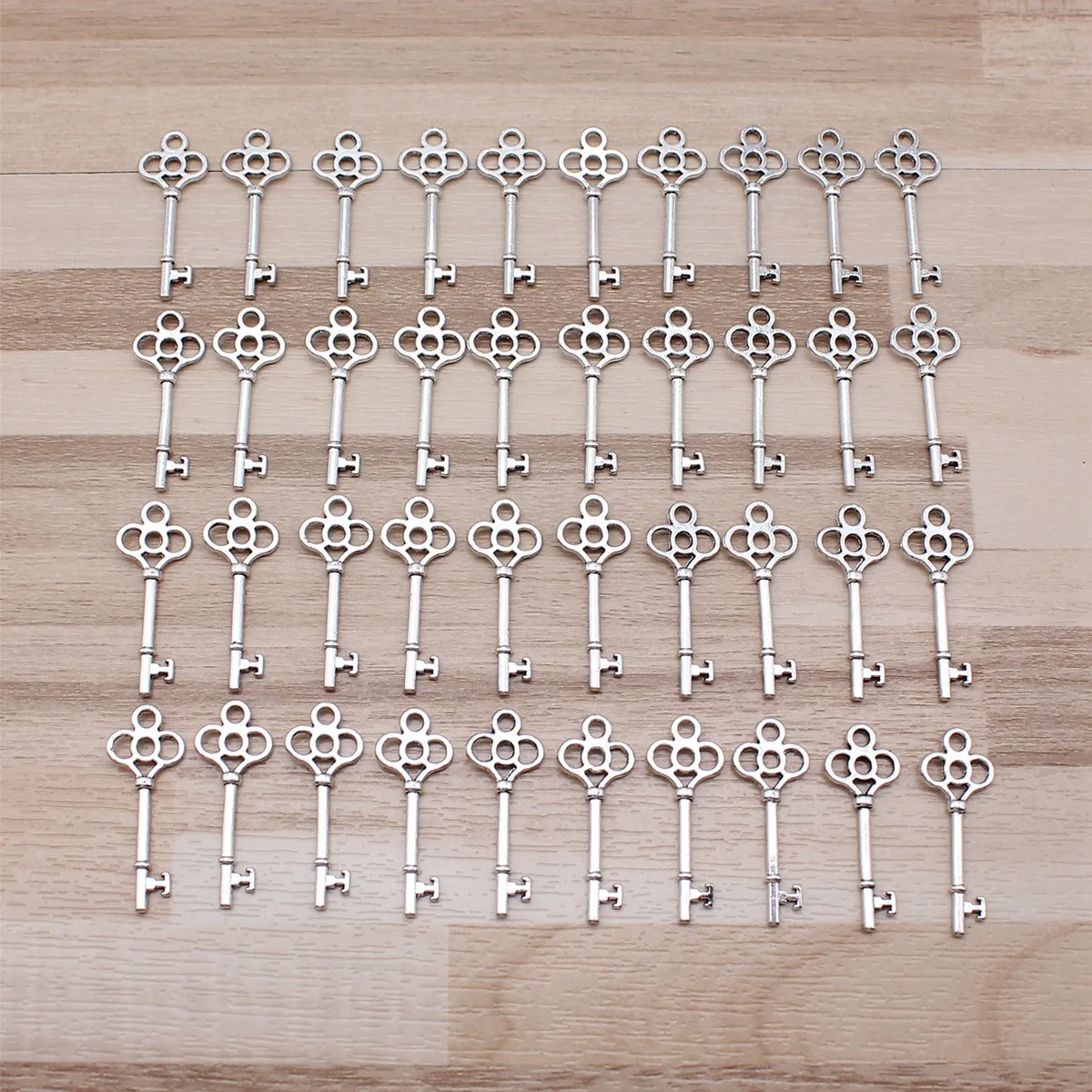 IFOCUS 아연 합금 DIY 주얼리 제작용 키 참, 로트당 40 개, 25x10mm..