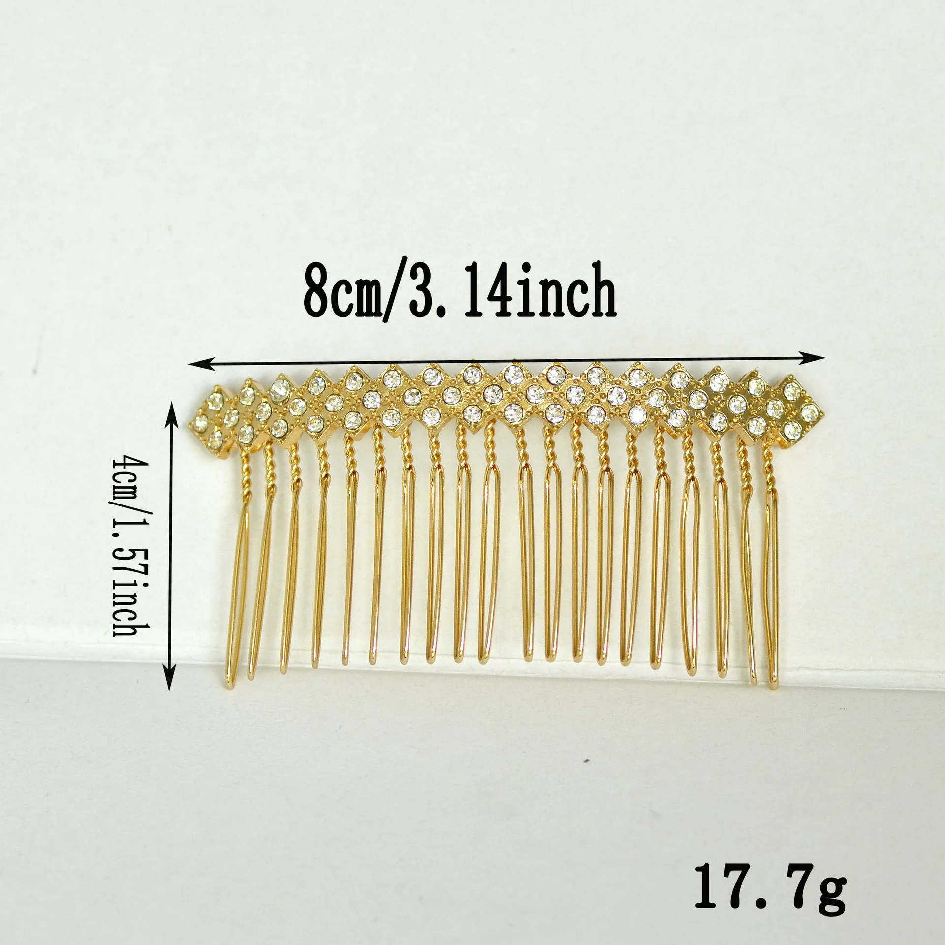 Rutschfester Haarkamm aus weißem Kristall, Einsatzkamm, Pony, seitliche Haarspange, Damenperlen-Haarschmuck mit mehreren Zähnen – Detail 2