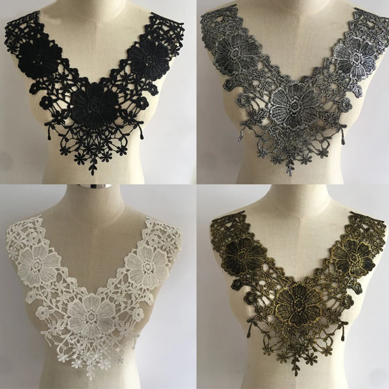 

Embroidery Applique Patch Fake Collar For Evening Wedding Detachable Collar Decoration Patch Appliques Neckline