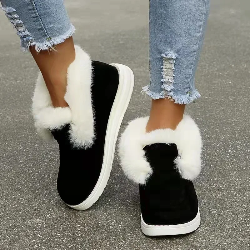 

Women Boots Plush SnowBoots AntiSlip Ankel Boots Plus Size Casual Warm Fur Sneakers Winter Women Shoes