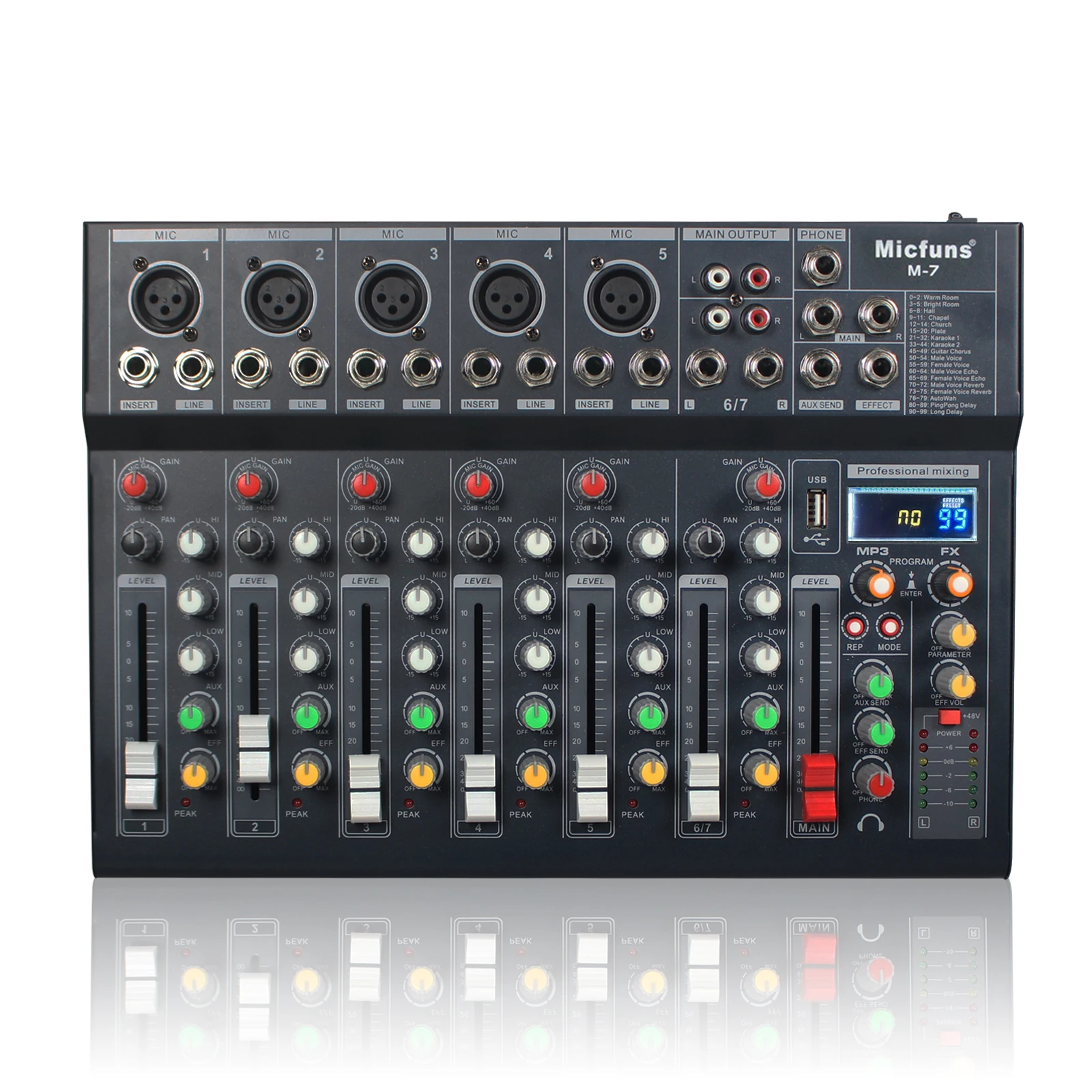 MICFUNSM77Channel99DSP48VPhantomPowerAudioEffectMixerSoundConsolewithUSBBluetooth.jpg