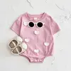 Ins Newborn Baby Girls Summer Rompers Boys Short Sleeved Triangle Jumpsuit Cute Clouds Toddler Bodysuit 0-18 Months 2