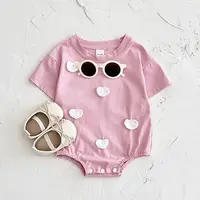Ins Newborn Baby Girls Summer Rompers Boys Short Sleeved Triangle Jumpsuit Cute Clouds Toddler Bodysuit 0-18 Months 2