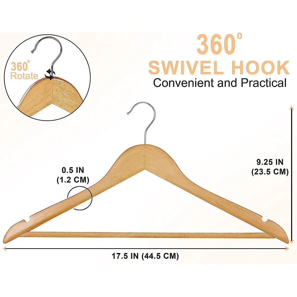 1pc/3pcs Wooden Hangers - Non-Slip Wood Clothes Hanger For Suits, Pants,  Jackets - Heavy Duty Clothing Hanger Set - Coat Hangers For Closet - Natural