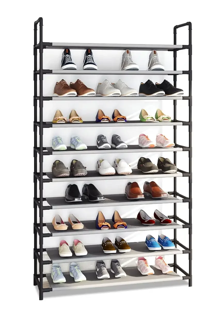

COMHOMA Shoe Rack 10 Tiers Large Organizer for 50 Pairs Adjustable Fabric Shoe Storage Cabinet, Gray