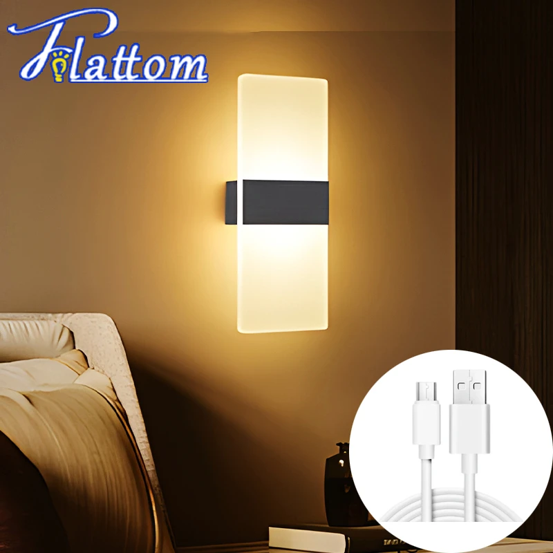 

USB Wall Light Rechargeable Home Decor Wireless LED Indoor Lighting Bedroom Bedside Balcony Corridor Light Decorative Wall Light