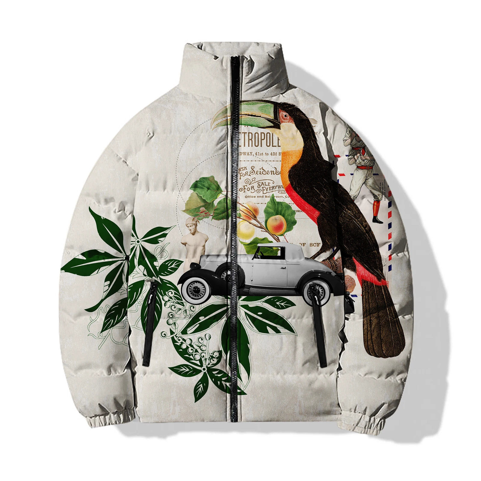 thumbnail image 5 of Ropa de algodón de moda para hombre Chaquetas con estampado de pájaros personalizadas para hombre Abrigos de hombre modernos y cómodos Abrigos de invierno para hombre Parkas, 5 of 5