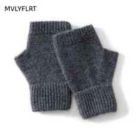 Вязаные перчатки из 100% мериносовой шерсти для мужчин и женщин, зимние теплые варежки без пальцев, унисекс — изображение 3