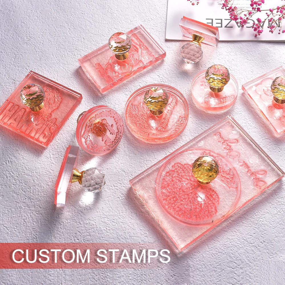 Personalized Seal LOGO Private Acrylic Stamp Custom Wedding Student Graduation Business Logo Package Transparent Acrylic Stamp