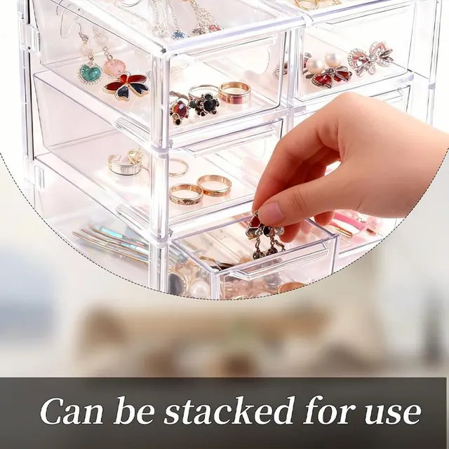 6-Drawer Transparent Storage Cabinet, Stackable Plastic Desktop Organizer Box for Lipstick Jewelry DIY Beads Small Parts 1