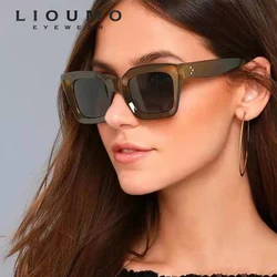 LIOUMO Design Retro Sunglasses Women Men Vintage Rivet Square Sun Glasses Driving Goggles UV400 Protection lunette soleil femme