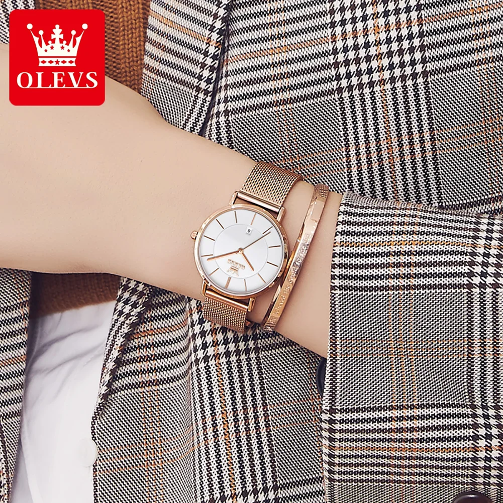 OLEVS 5869 Women's Watch Japan Quartz Movement Quartz Watch For Women High Hardness Mirror Thin Case Waterproof Date Wristwatch
