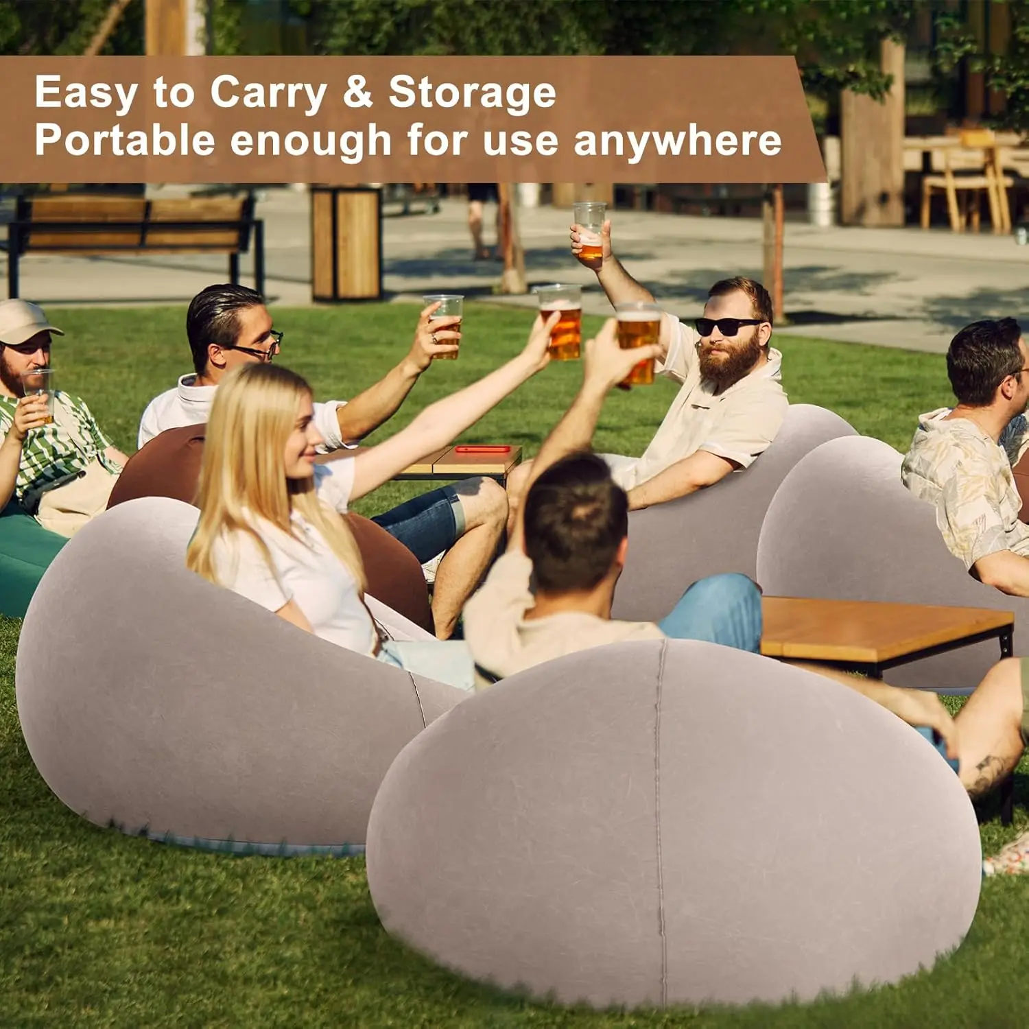 12 Pcs Bean Bag Chairs for Adults Inflatable Chairs with Electric Air Pump,Blow up Couch Folding Portable Inflatable Couch