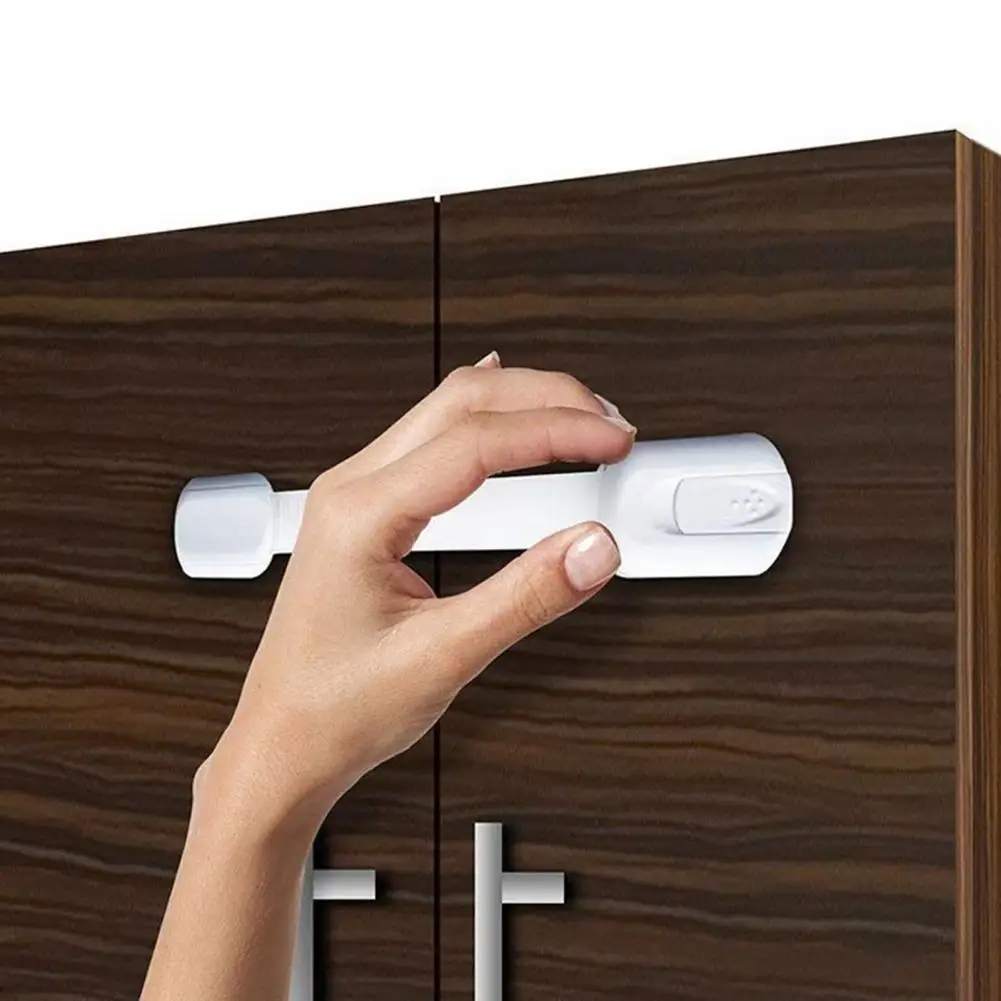 

4Pcs Cabinet Lock No Drill Self-adhesive Safety Lock Quickest Use Child Drawer Lock For Fridge Child Safety Lock
