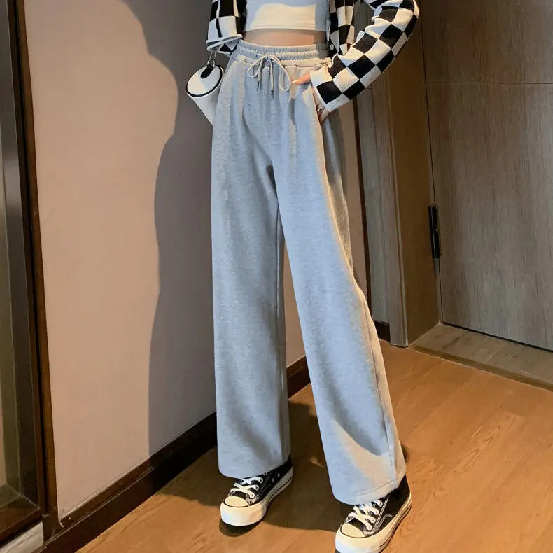

Wide Leg Pants Winter Wide-leg Pants Women's Loose Korean Version Trend Casual Sports Straight-leg Sweatpants Velvet